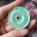 A-Grade Natural Moss on Snow Jadeite Donut Pendant No.170918