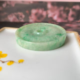 A-Grade Natural Moss on Snow Jadeite Donut Pendant No.170918