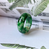 18.2mm A-Grade Natural Floral Imperial Jadeite Abacus Ring Band No.162219A