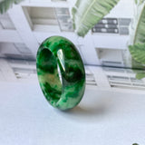 18.2mm A-Grade Natural Floral Imperial Jadeite Abacus Ring Band No.162219A