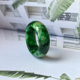 18.2mm A-Grade Natural Floral Imperial Jadeite Abacus Ring Band No.162219A