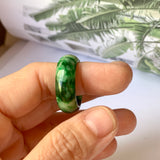 18.2mm A-Grade Natural Floral Imperial Jadeite Abacus Ring Band No.162219A