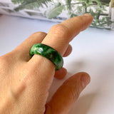 18.2mm A-Grade Natural Floral Imperial Jadeite Abacus Ring Band No.162219A