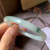 52.1 mm A-Grade Natural Floral Jadeite Traditional Oval Bangle No.151908