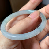 52.1 mm A-Grade Natural Floral Jadeite Traditional Oval Bangle No.151908