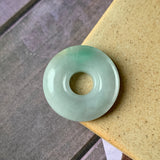 A-Grade Natural Faint Green Jadeite Donut Pendant No.171686