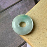 A-Grade Natural Faint Green Jadeite Donut Pendant No.171686