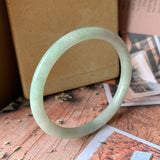 56mm A-Grade Natural Moss on Snow Jadeite Traditional Oval Bangle No.151910