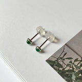A-Grade Natural Imperial Green Jadeite MINI.malist Earring No.180562