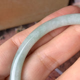 56mm A-Grade Natural Moss on Snow Jadeite Traditional Oval Bangle No.151910