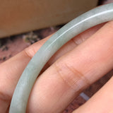 56mm A-Grade Natural Moss on Snow Jadeite Traditional Oval Bangle No.151910