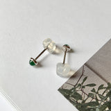 A-Grade Natural Imperial Green Jadeite MINI.malist Earring No.180562