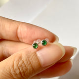 A-Grade Natural Imperial Green Jadeite MINI.malist Earring No.180562