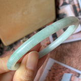 56mm A-Grade Natural Moss on Snow Jadeite Traditional Oval Bangle No.151910