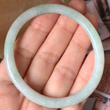 56mm A-Grade Natural Moss on Snow Jadeite Traditional Oval Bangle No.151910