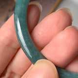 SOLD OUT: 58.2 mm A-Grade Natural Greenish Blue Jadeite Traditional Round Bangle No.151909