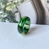 18.3mm A-Grade Natural Floral Imperial Jadeite Abacus Ring Band No.162219B