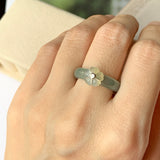 17mm Icy A-Grade Natural Jadeite Bespoke Joseon Ring (Sakura Flower) No.162030