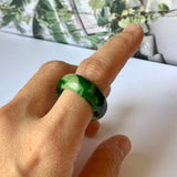 18.3mm A-Grade Natural Floral Imperial Jadeite Abacus Ring Band No.162219B