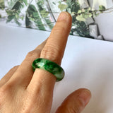 18.3mm A-Grade Natural Floral Imperial Jadeite Abacus Ring Band No.162219B