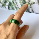 18.3mm A-Grade Natural Floral Imperial Jadeite Abacus Ring Band No.162219B