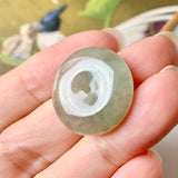 A-Grade Natural Faint Yellowish Green Jadeite Donut Pendant No.171683