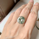 SOLD OUT - Icy A-Grade Natural Floral Jadeite Donut Pendant No.171689