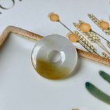 A-Grade Natural White Brownish Yellow Jadeite Donut Pendant No. 171688