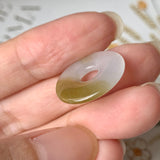 A-Grade Natural White Brownish Yellow Jadeite Donut Pendant No. 171688