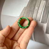 18.2mm A-Grade Natural Floral Imperial Jadeite Abacus Ring Band No.162219C