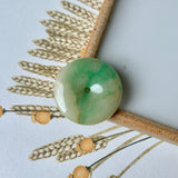 A-Grade Natural Yellowish Green Jadeite Donut Pendant No.171678