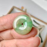 A-Grade Natural Yellowish Green Jadeite Donut Pendant No.171678