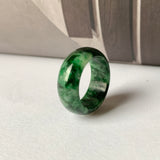 SOLD OUT: 18.1mm A-Grade Natural Floral Imperial Jadeite Abacus Ring Band No.162219D