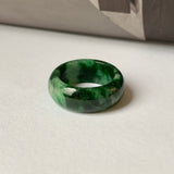 SOLD OUT: 18.1mm A-Grade Natural Floral Imperial Jadeite Abacus Ring Band No.162219D