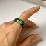 SOLD OUT: 18.1mm A-Grade Natural Floral Imperial Jadeite Abacus Ring Band No.162219D