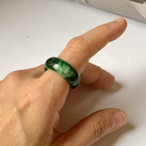 18.1mm A-Grade Natural Floral Imperial Jadeite Abacus Ring Band No.162219D