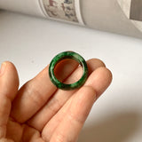 SOLD OUT: 18.1mm A-Grade Natural Floral Imperial Jadeite Abacus Ring Band No.162219D