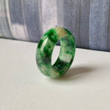 18.2mm A-Grade Natural Floral Imperial Jadeite Abacus Ring Band No.162219E