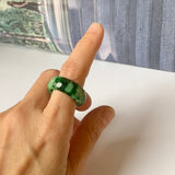 18.2mm A-Grade Natural Floral Imperial Jadeite Abacus Ring Band No.162219E