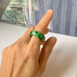 18.2mm A-Grade Natural Floral Imperial Jadeite Abacus Ring Band No.162219E