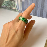 18.2mm A-Grade Natural Floral Imperial Jadeite Abacus Ring Band No.162219E