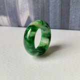 19mm A-Grade Natural Floral Imperial Jadeite Abacus Ring Band No.162219F