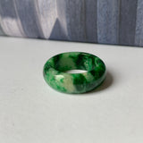 19mm A-Grade Natural Floral Imperial Jadeite Abacus Ring Band No.162219F