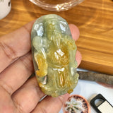 A-Grade Natural Green & Yellow Jadeite God of Wealth Pendant No.170092