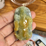 A-Grade Natural Green & Yellow Jadeite God of Wealth Pendant No.170092