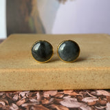 SOLD OUT: A-Grade Natural Black Jadeite MINI.malist Earring No.180479