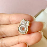 SOLD OUT: A-Grade Light Grey Jadeite Little Bunny with Carrot Pendant No.171973