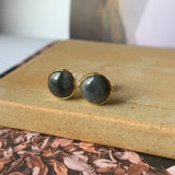 SOLD OUT: A-Grade Natural Black Jadeite MINI.malist Earring No.180479