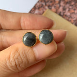 SOLD OUT: A-Grade Natural Black Jadeite MINI.malist Earring No.180479