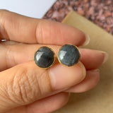 SOLD OUT: A-Grade Natural Black Jadeite MINI.malist Earring No.180479